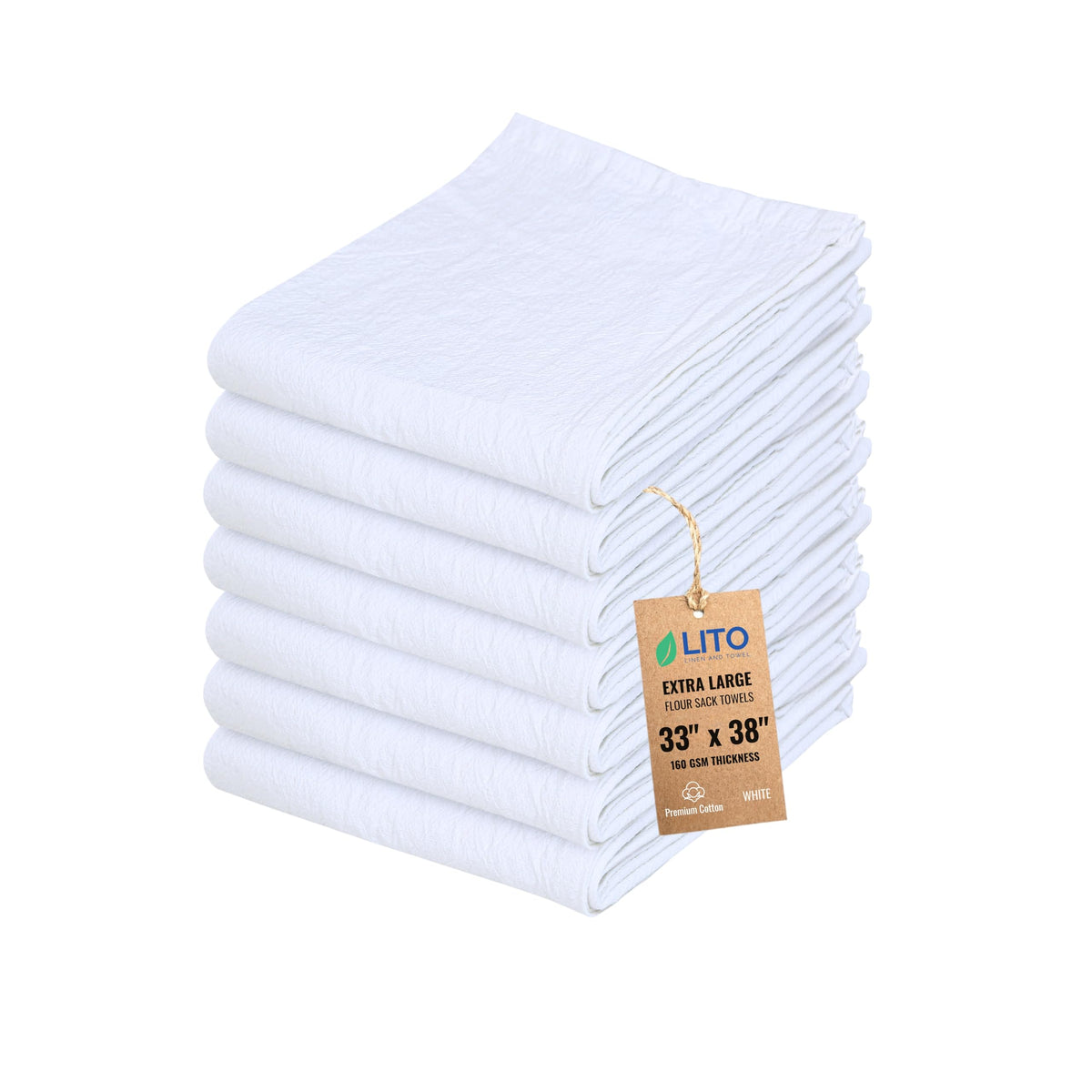 Flour Sack Towels | Tea Towel for Crafts| Kitchen Dish Cotton Blank Towel for Embroidery| Baking Bread Proofing Linen Cover| Super Absorbent Quick Dry| 12 Pack 18"x 28" White