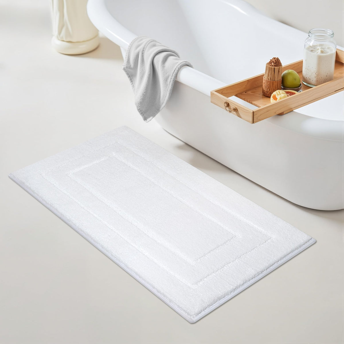 GRANNY SAYS Gray Bathroom Rug 20" x 30", Non-Slip Microfiber Bath Mat