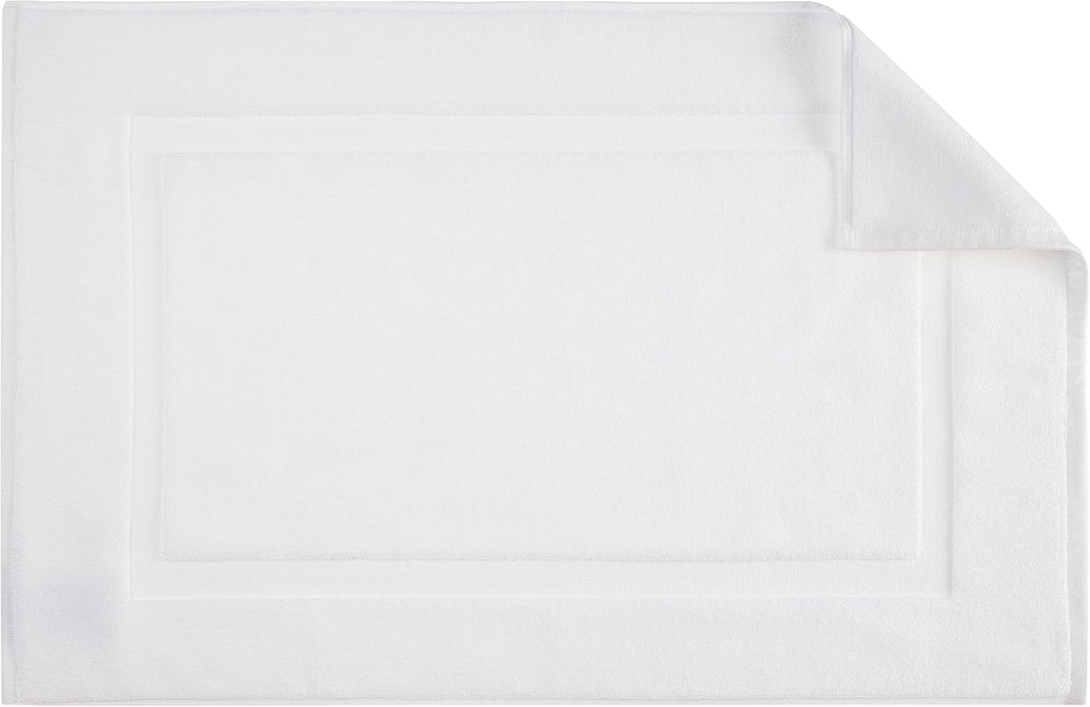 Amazon Basics Non-Slip Cotton Bath Mat, 100% Cotton Absorbent, Machine Washable, 31" L x 20" W, Bright White