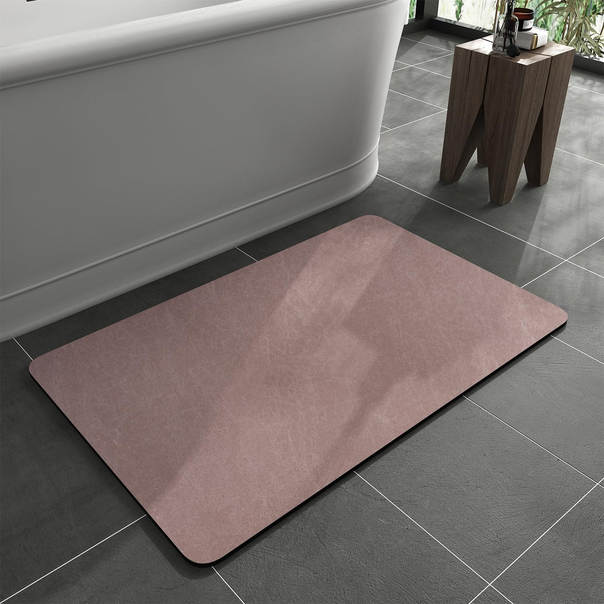 MontVoo -Bath Mat-Rubber Backing Non SlipThin Bathroom Rugs Fit Under Door- Quick Dry Absorbent Faux Suede Surface Grey Bathroom Floor Mats-Shower Rug for in Front of Bathtub Shower Gray 16x24
