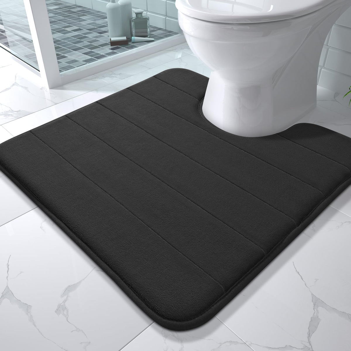 Yimobra Memory Foam Bath Mat, Super Soft Absorbent Bathroom Rug Non Slip, Quick Dry, Machine Washable Floor Carpet for Tub Shower, Home Decor Accessories, 24x17, Grey