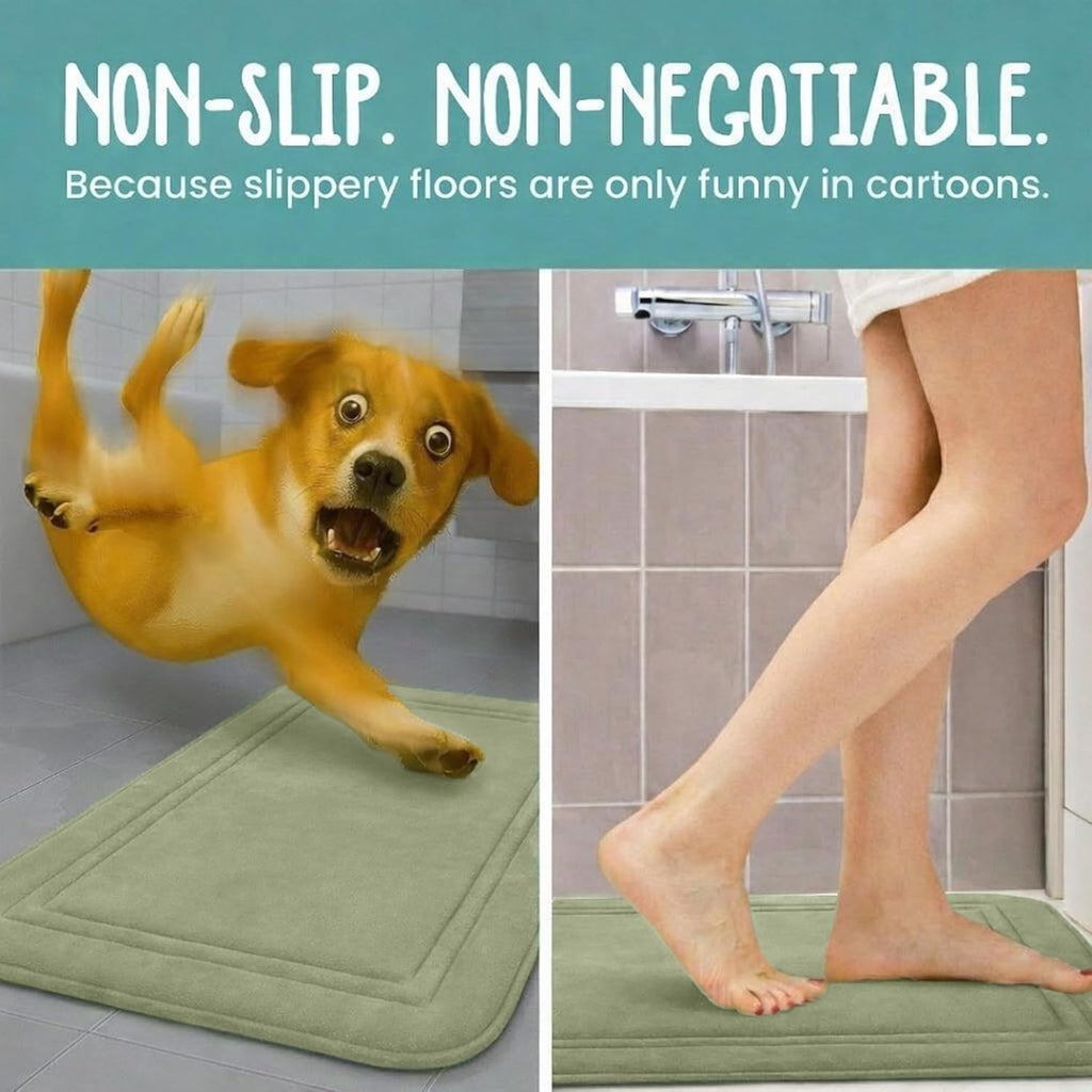 ITSOFT Memory Foam Bath Mat 31x20, Non Slip, Machine Washable, Quick Dry & Absorbent Rugs, Bath Mats for Bathroom Floor, Tub & Shower, Bathroom Rug, Sage Green