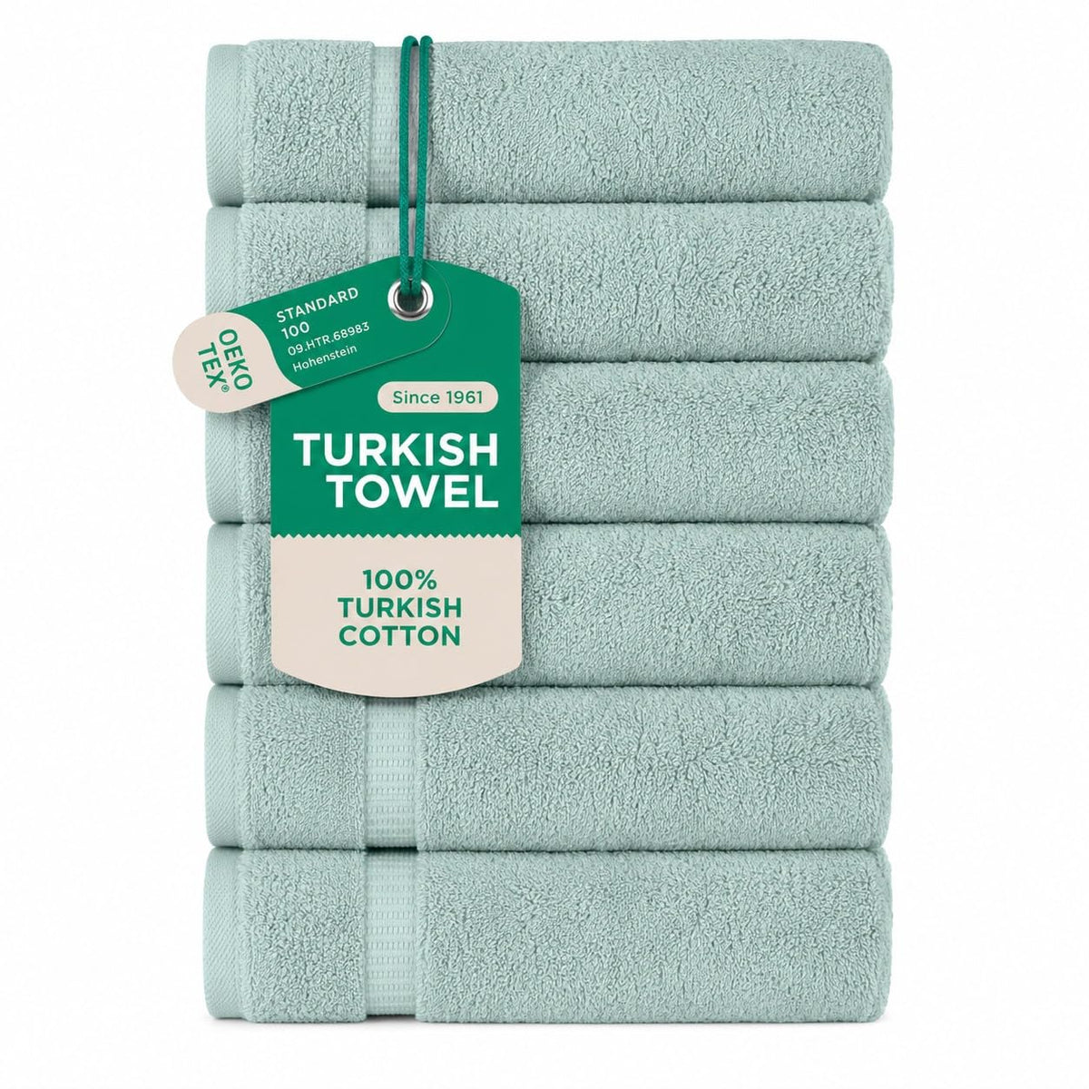 SALBAKOS 6-Piece 100% Turkish Cotton Hand Towels, 16x30 inch, White