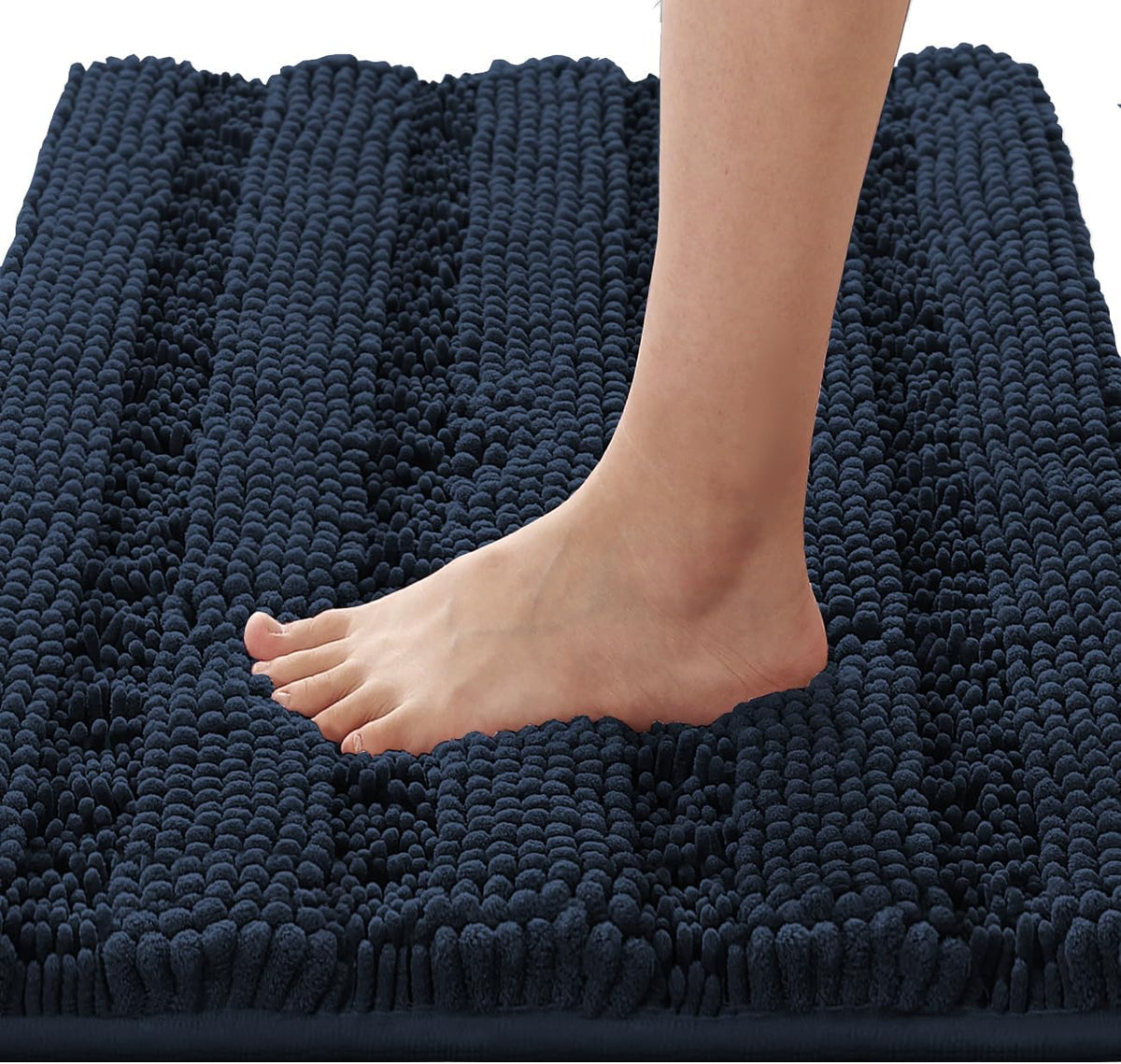 H.VERSAILTEX Sage Bathroom Rugs, Bath Mat Set of 2 Extra Thick Chenille Striped Pattern Shaggy Bath Rugs for Bath Room, Non Skid Bath Mats for Bathroom Floor (32 x 20 Plus 24 x 17 - Inches)