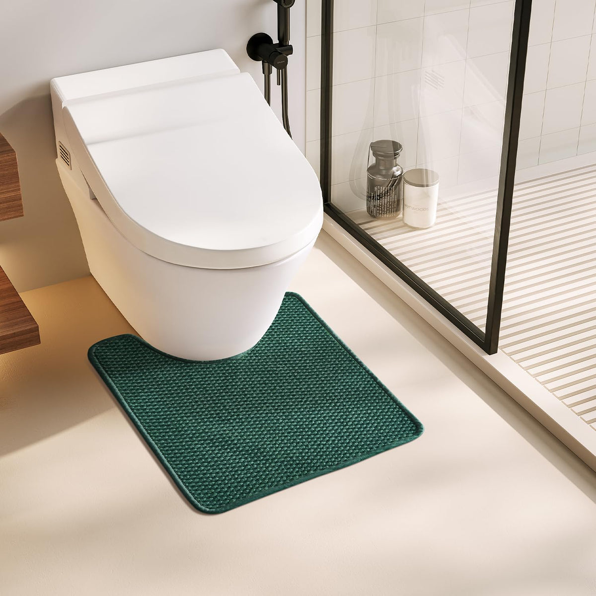 TYUU Bathroom Rugs Non Slip Washable, Super Absorbent Thin Bath Mat Small Quick Dry Low Pile Bathroom Rug, Dark Grey 16"x24"