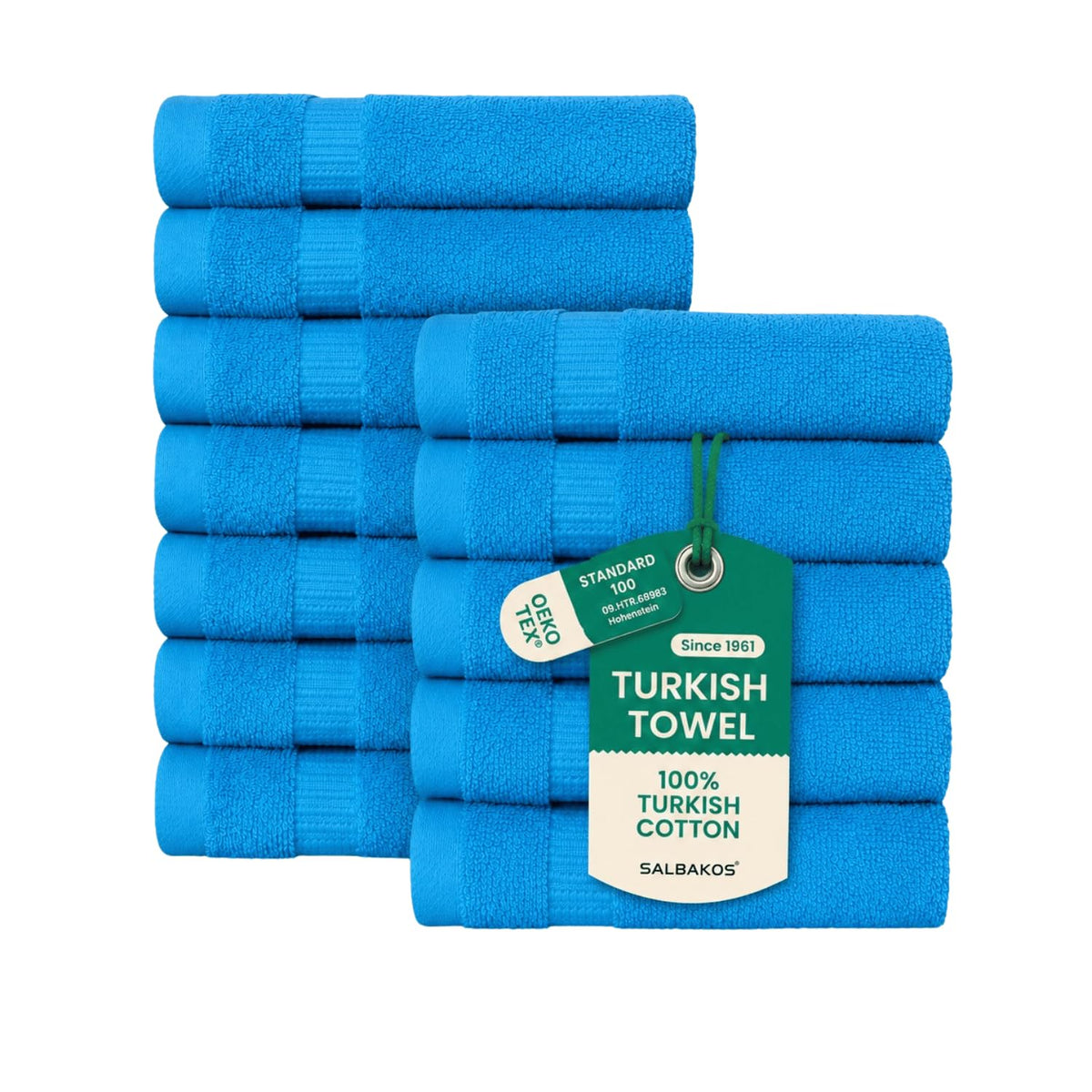 SALBAKOS 6-Piece 100% Turkish Cotton Hand Towels, 16x30 inch, White