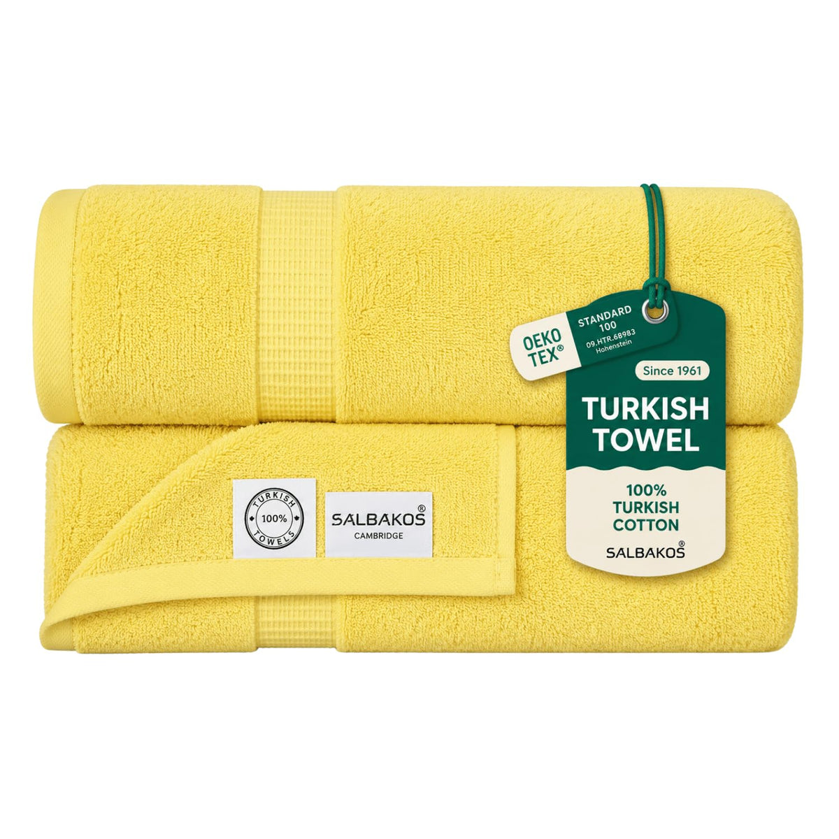 SALBAKOS 6-Piece 100% Turkish Cotton Hand Towels, 16x30 inch, White