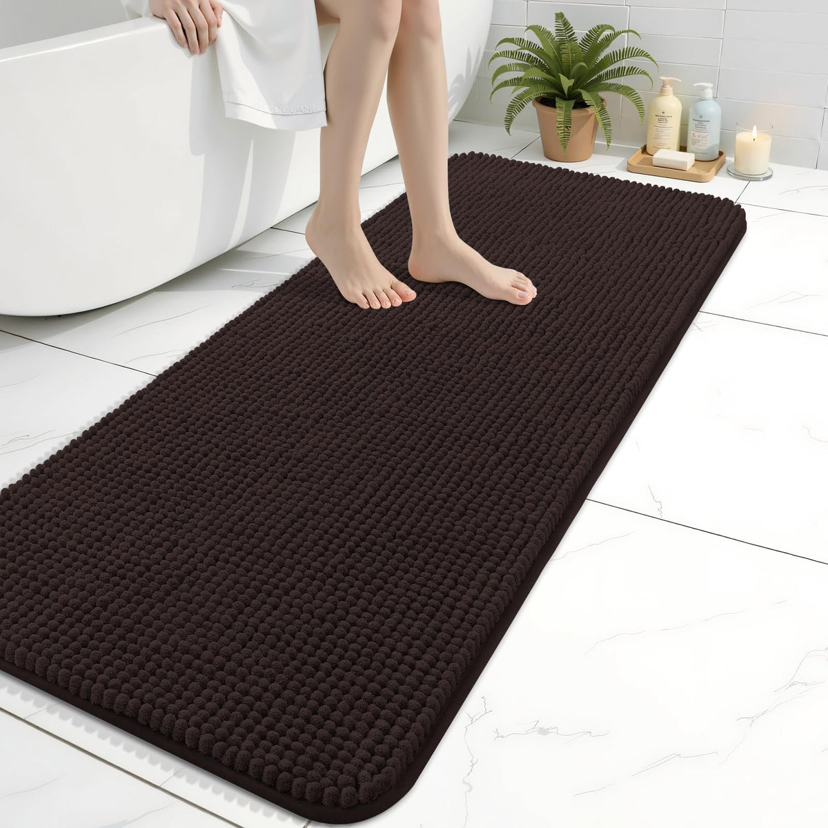 Arotive Chenille Bathroom Rugs 30x20, Soft Absorbent Bath Mat, Grey
