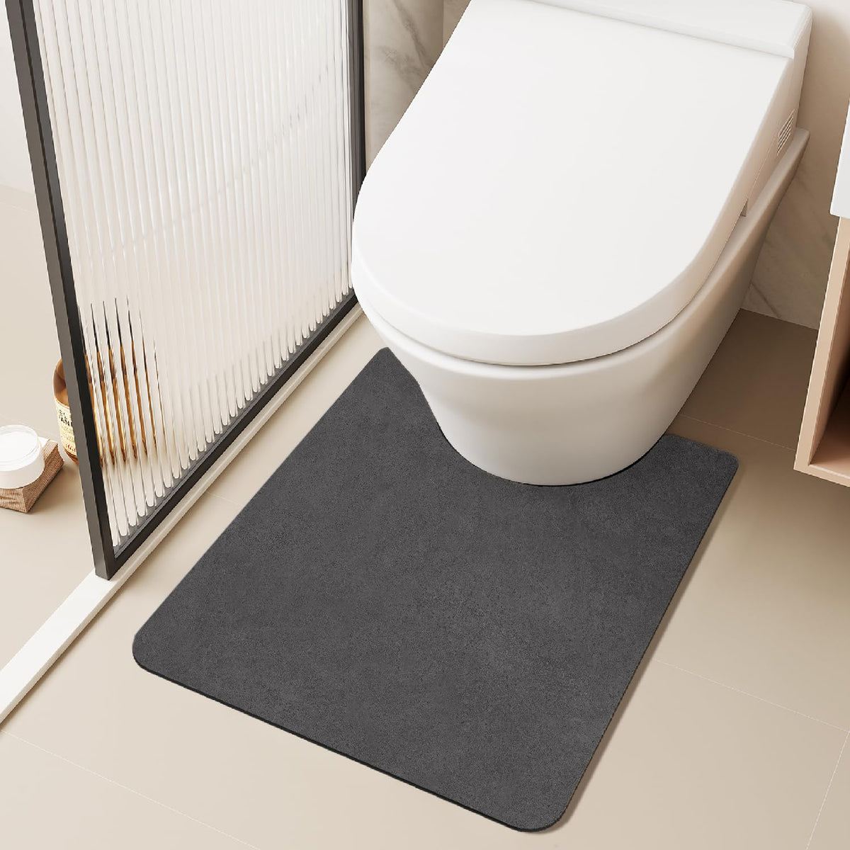 TYUU Thin Bath Mat, Small Bathroom Rugs Non Slip Washable, 16x24 Dark Grey