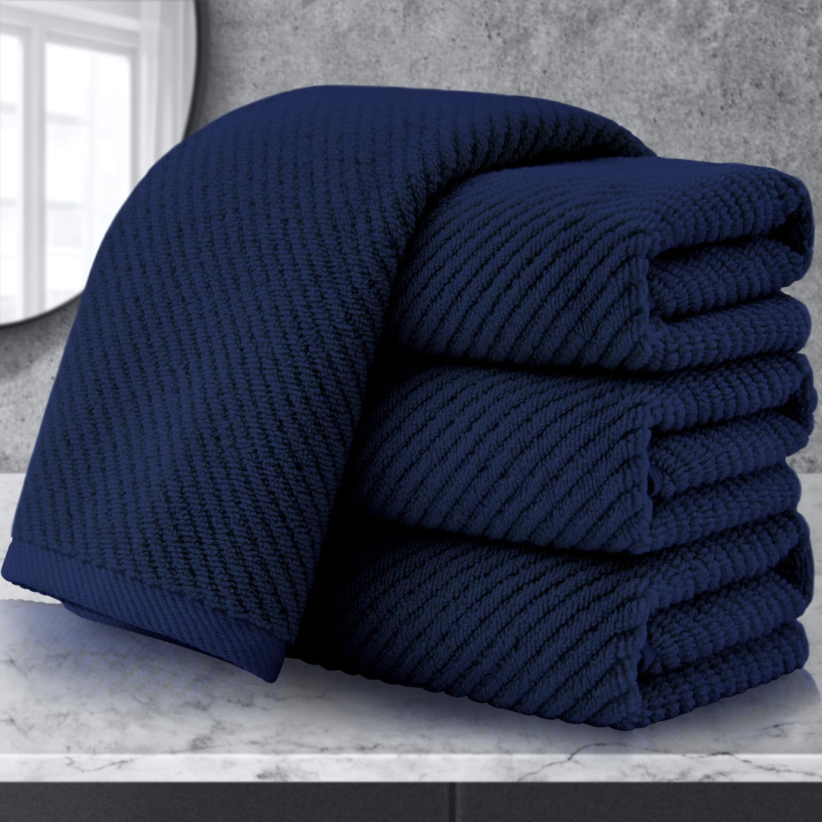 VOOVA & MOVAS 6PC Towel Set, 100% Cotton, Dark Grey