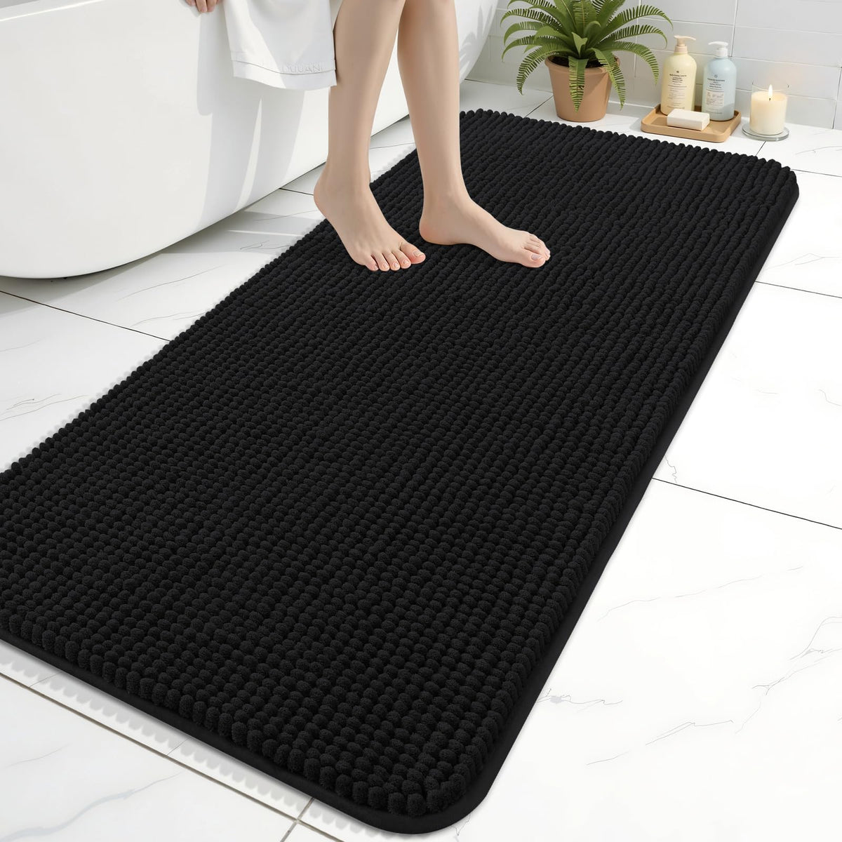 Arotive Chenille Bathroom Rugs 30x20, Soft Absorbent Bath Mat, Grey