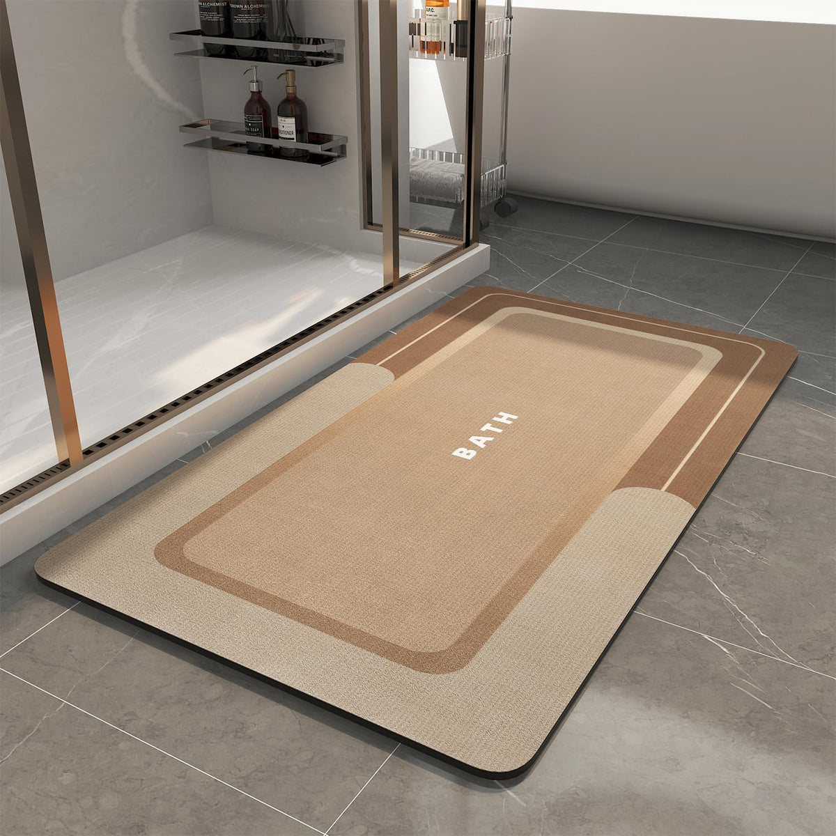 MontVoo-Bath Mat-Bathroom Mat Rug Non Slip Super Absorbent Stain Resistant Quick Dry Thin Bath Rug-Bath Mats for Bathroom Floor Bathtub Vanity-Bathmat Bath Rug Easy Care-17"x27" Grey