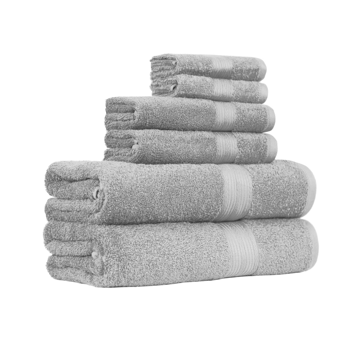Amazon Basics 6-Piece Oversized Highly Absorbent Fade-Resistant Towel Set, 100% Cotton Towels for Bathroom, Soft, 2 Bath Towels, 2 Hand Towels, 2 Washcloths, White
