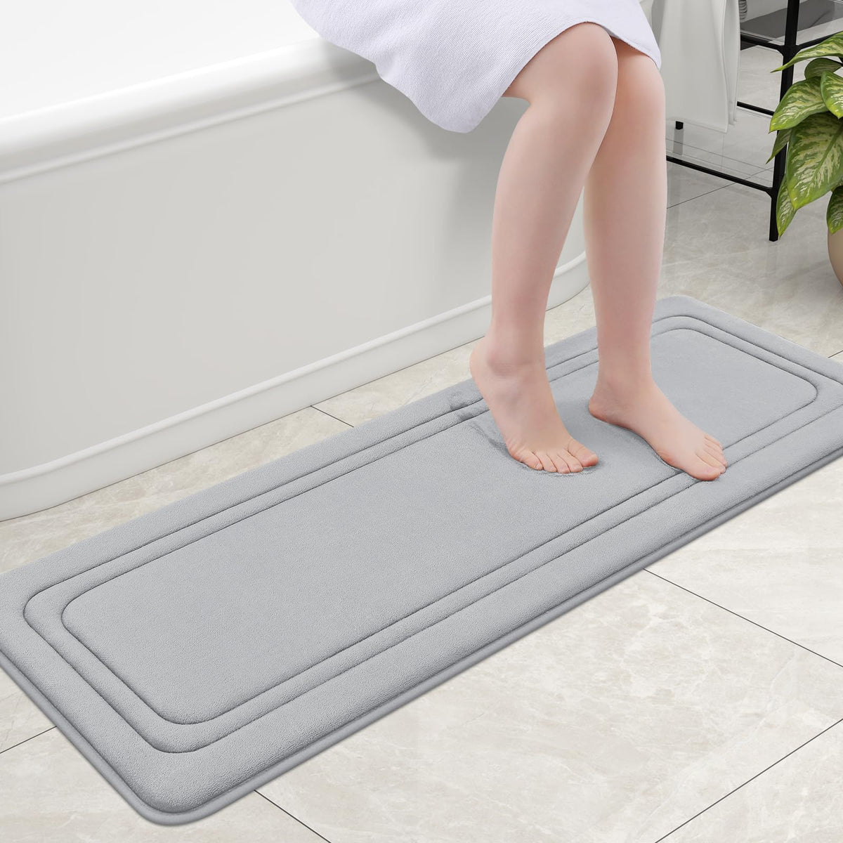 Grandaily Memory Foam Bath Mat Rug 30x20, Ultra Soft, Non-Slip and Absorbent Bathroom Rugs, Machine Wash Dry, Comfortable Bath Carpet for Bathroom Floor, Tub and Shower, Black