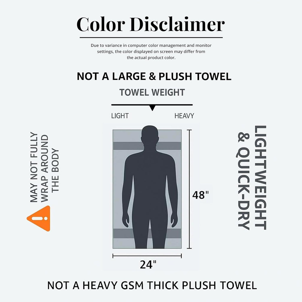 Medium Size Bath Towels Set of 6 – 100% Cotton Terry – 24" x 48" – Quick Dry, Soft & Highly Absorbent – Beige Towels for Bathroom, Gym, Spa, Pool & Daily Use