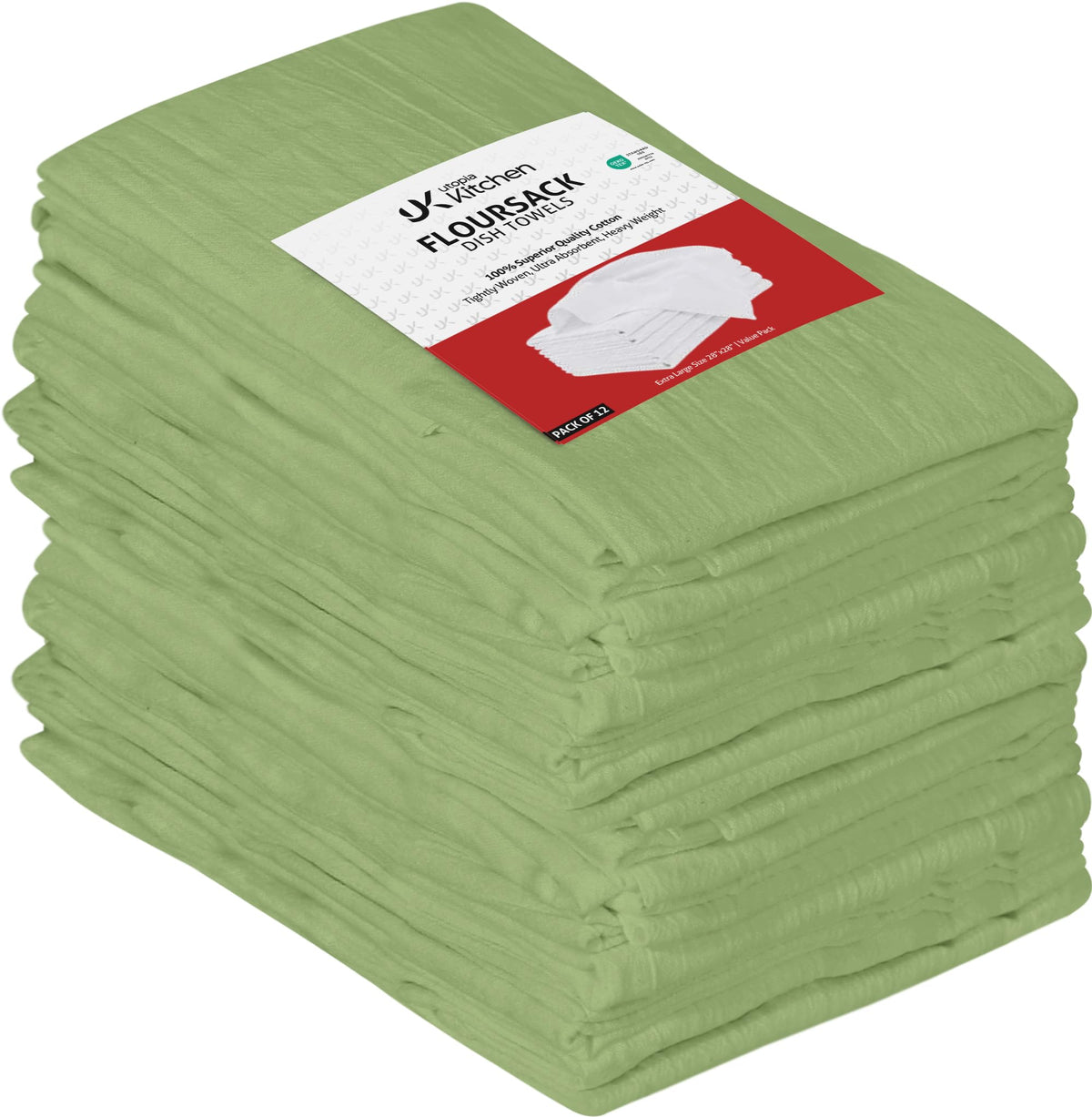 Utopia Kitchen White Flour Sack Towels [24 Pack - 28 x 28 Inch] 100% Cotton