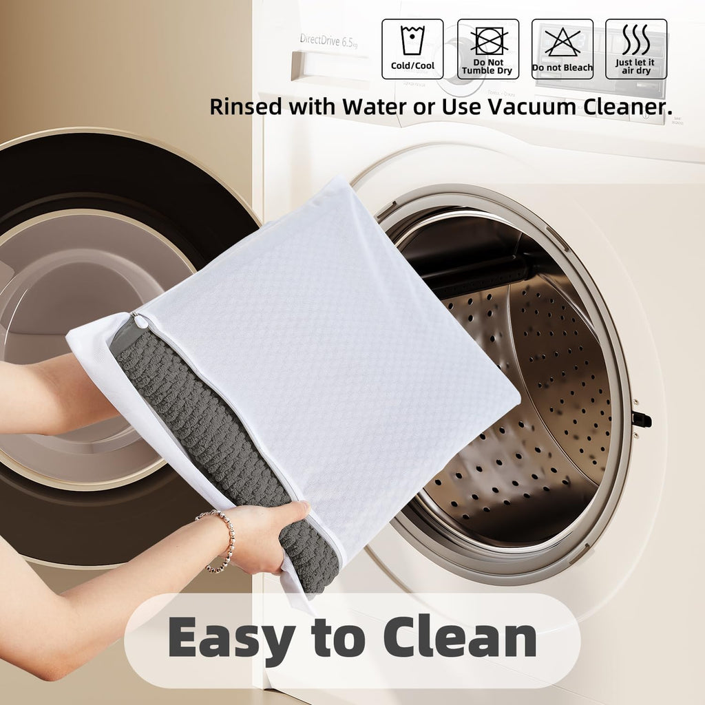 TYUU Bathroom Rugs Non Slip Washable, Super Absorbent Thin Bath Mat Small Quick Dry Low Pile Bathroom Rug, Dark Grey 16"x24"