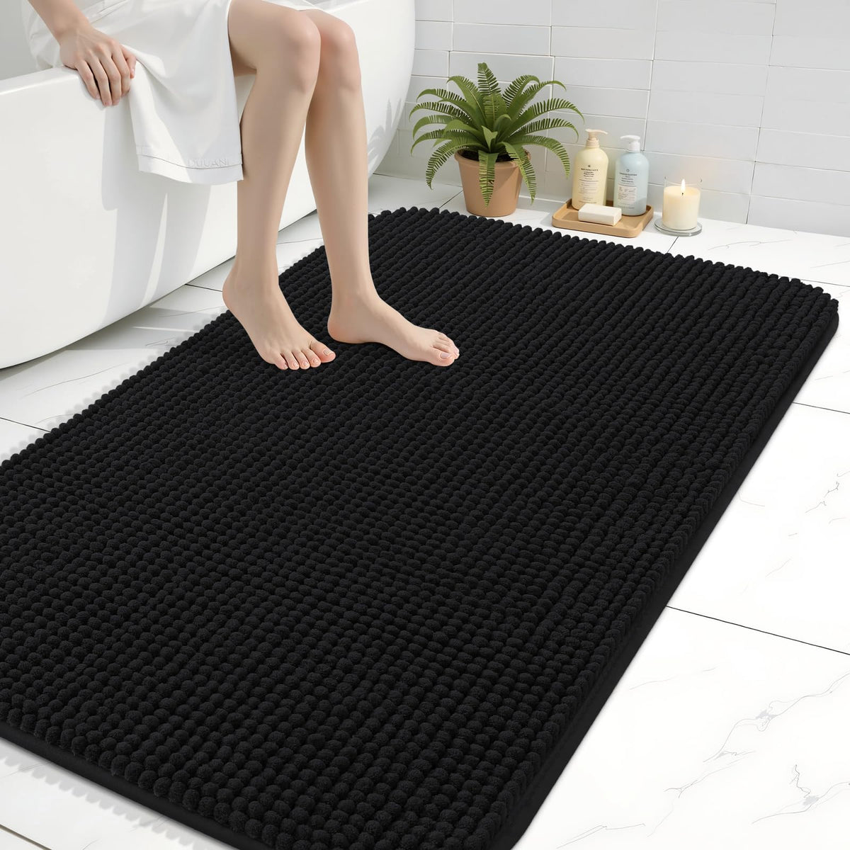 Arotive Chenille Bathroom Rugs 30x20, Soft Absorbent Bath Mat, Grey