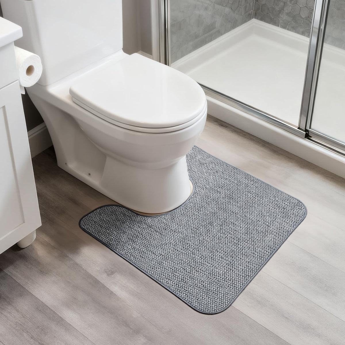 Bath Mat,Ultra Thin Bathroom Rugs,Rubber Bath Mats for Bathroom,No Slip Bath Rugs,Quick Dry,Machine Washable,Low Pile,Absorbent,Shower Outside,Sink,Home Decor Accessories.Grey,1'5"x2'3"(17x27Inch)
