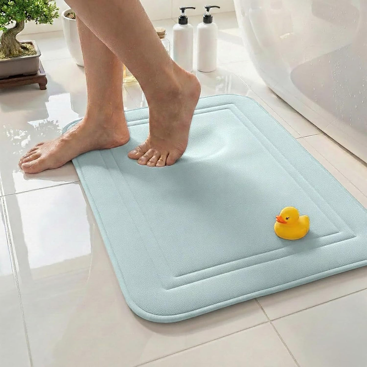 ITSOFT Memory Foam Bath Mat 31x20, Non Slip, Machine Washable, Quick Dry & Absorbent Rugs, Bath Mats for Bathroom Floor, Tub & Shower, Bathroom Rug, Sage Green