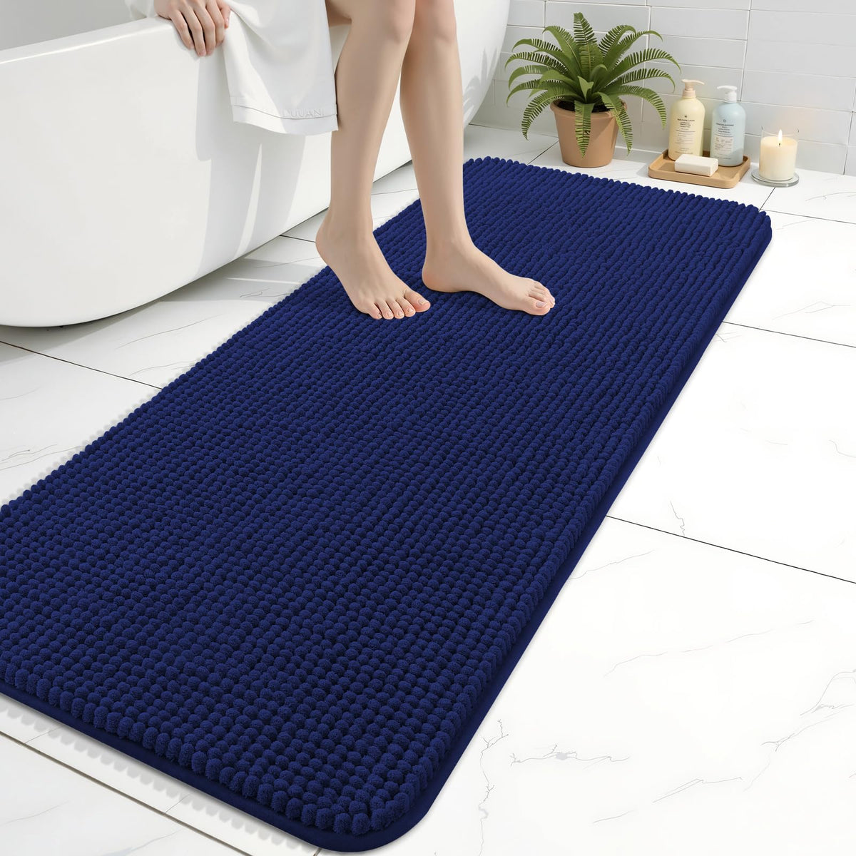 Arotive Chenille Bathroom Rugs 30x20, Soft Absorbent Bath Mat, Grey