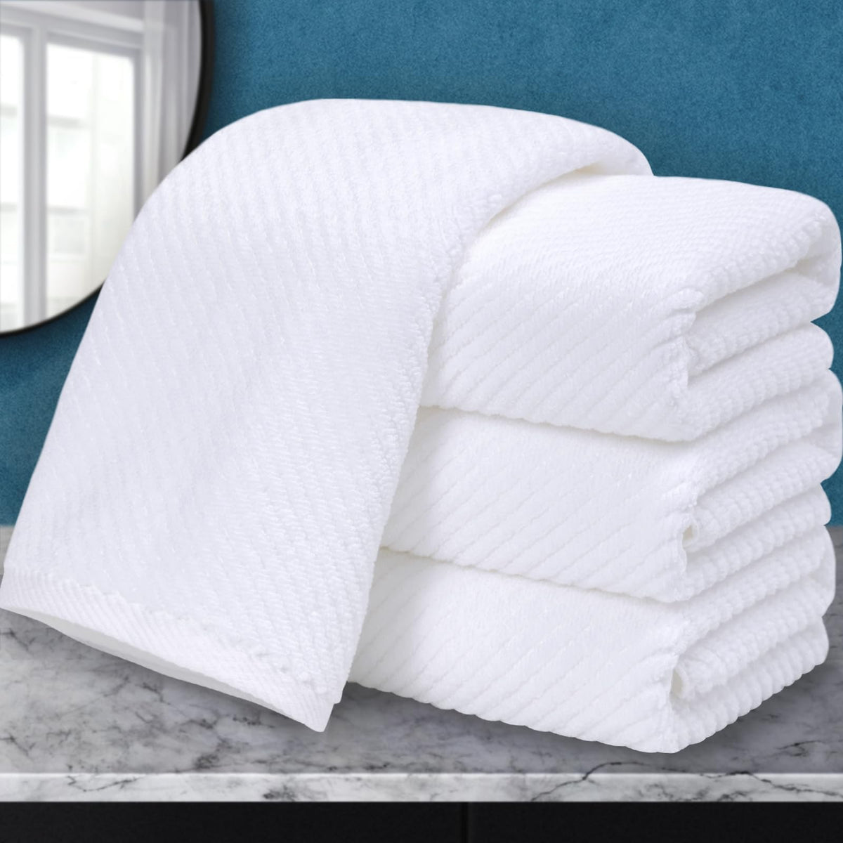 VOOVA & MOVAS 6PC Towel Set, 100% Cotton, Dark Grey