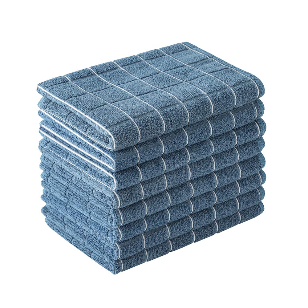 Microfiber Dish Towels - Soft, Super Absorbent and Lint Free Kitchen Towels - 8 Pack (Lattice Designed Gray Colors) - 26 x 18 Inch