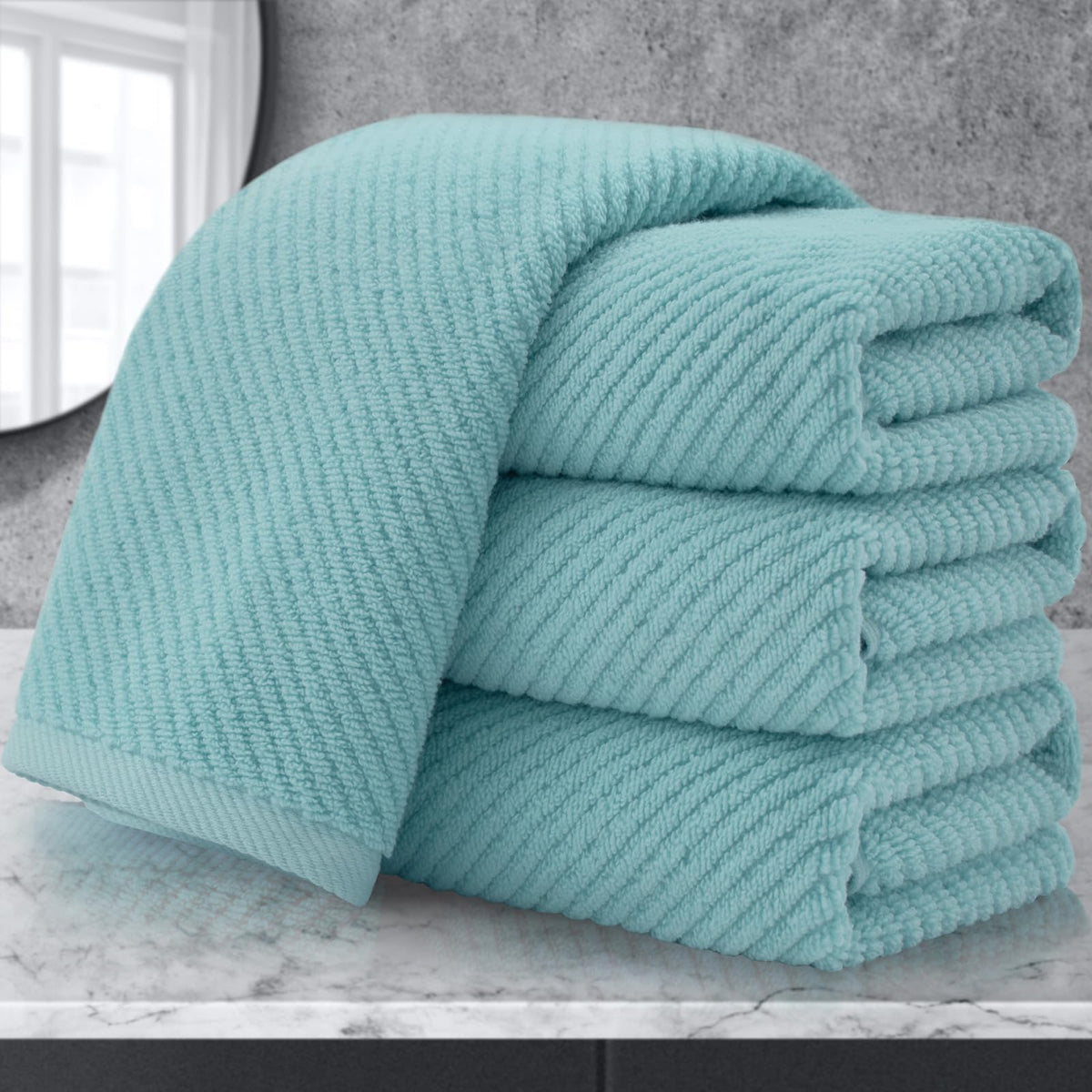 VOOVA & MOVAS 6PC Towel Set, 100% Cotton, Dark Grey