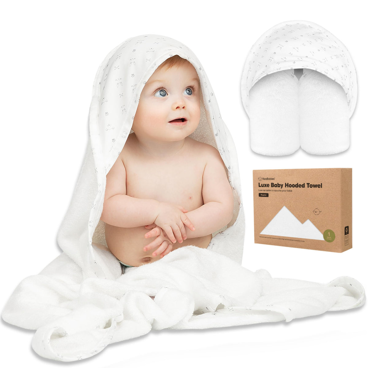 KeaBabies Hooded Baby Towel for Newborn, Baby Bath Towels (Duck, 35x35)