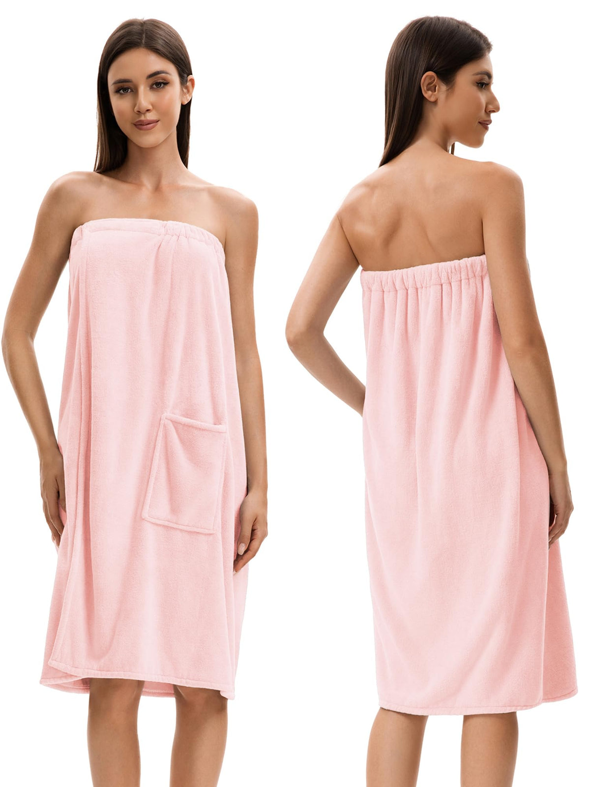 Towel Wrap For Women After Shower，Plush Bath Robe Female，Sauna Spa Wrap Around Towels With Pockets