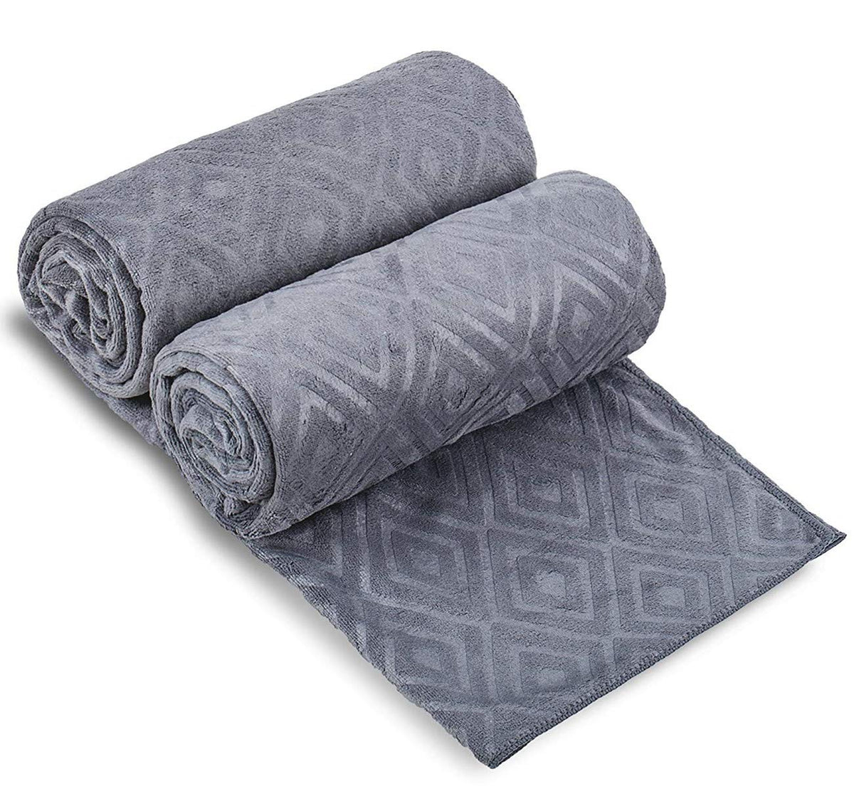 JML Microfiber Bath Towel with Hanging Loop, 2 Pack, 30" x 60", Grey