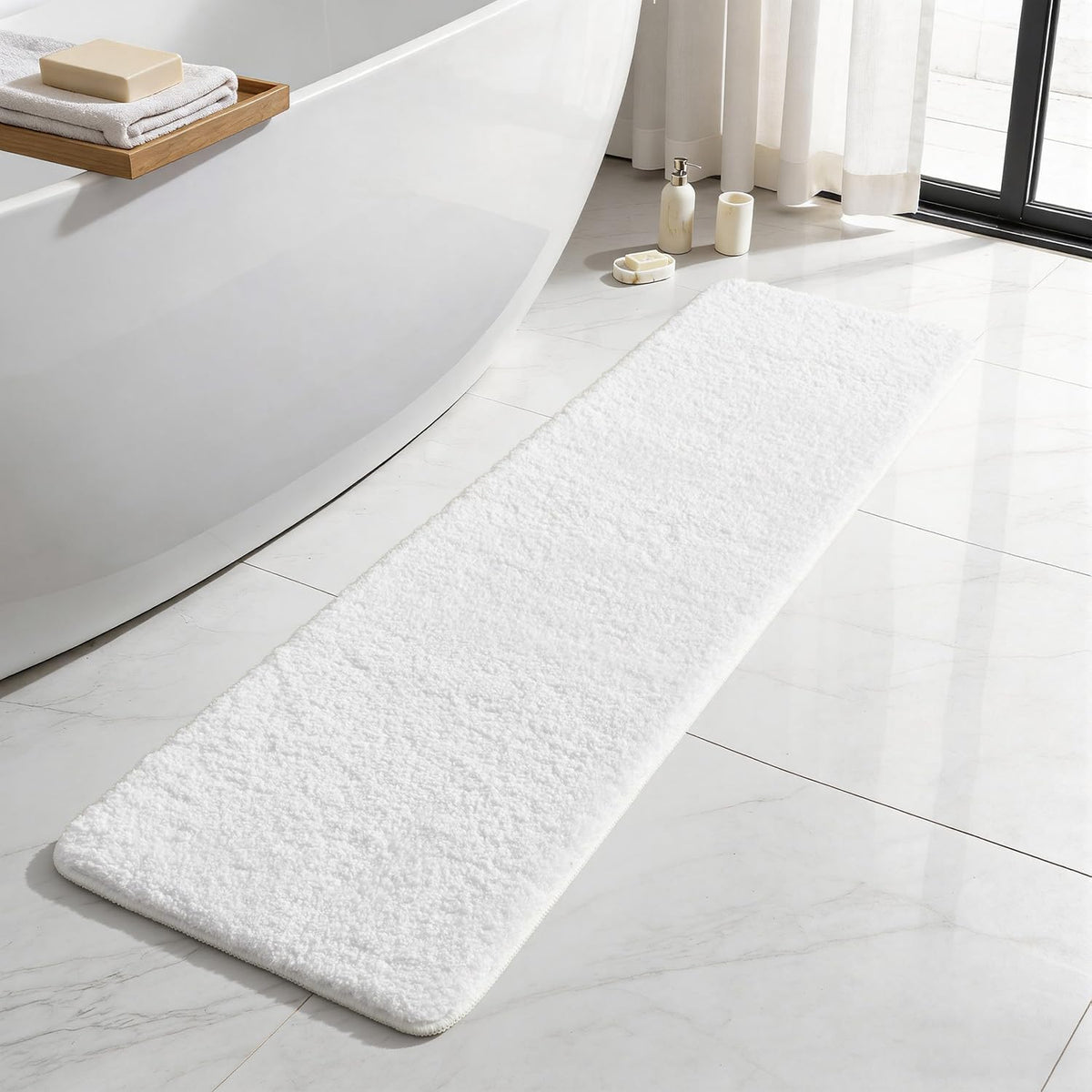TYUU Navy Blue Bathroom Rugs, Ultra Soft Bath Rugs Non Slip Washable, Super Absorbent Quick Dry Small Bath Mat with Rubber Backing for Bathroom Floor, Shower, or Sink, Navy Blue 16" x 24"