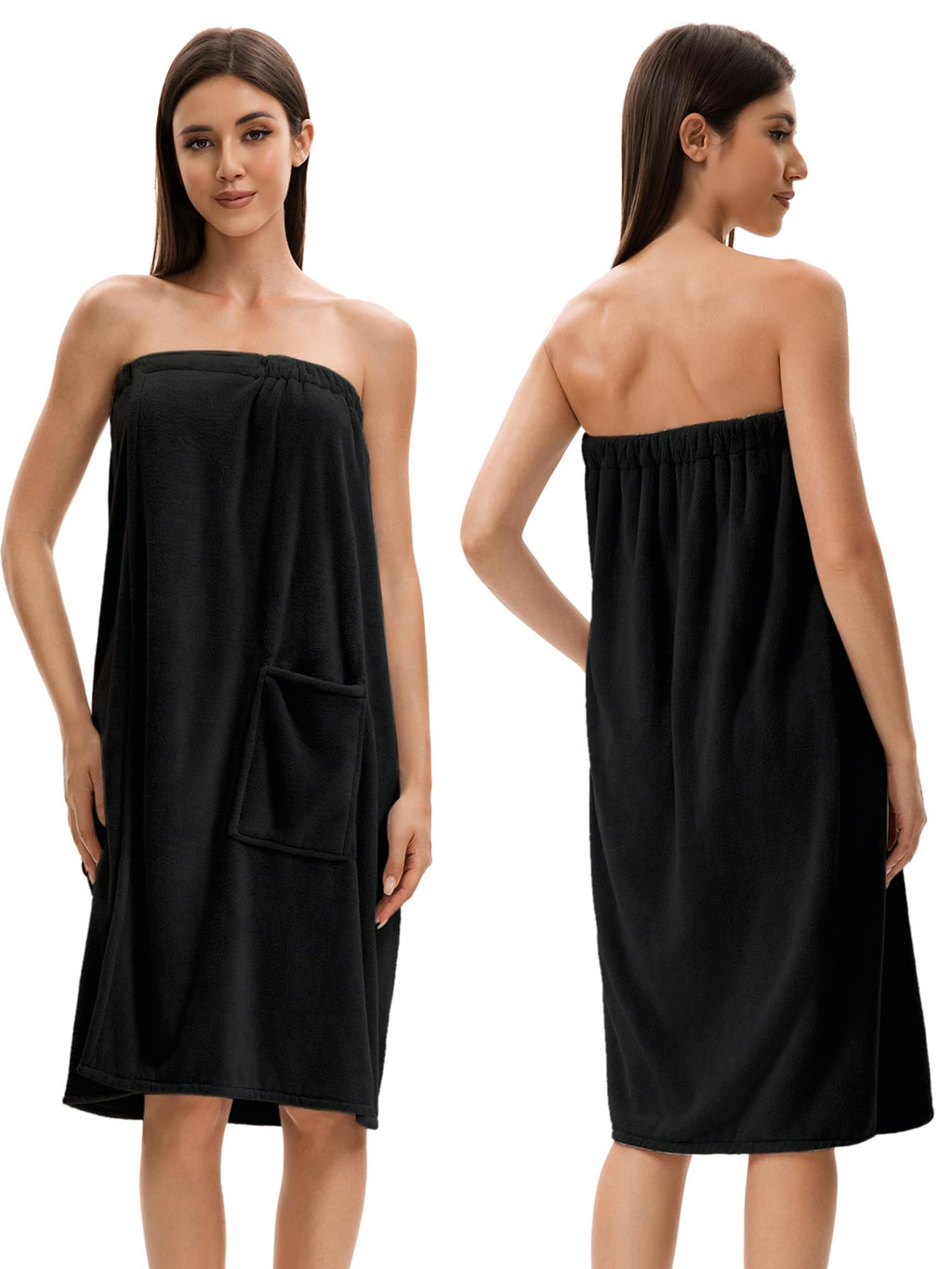 Towel Wrap For Women After Shower，Plush Bath Robe Female，Sauna Spa Wrap Around Towels With Pockets