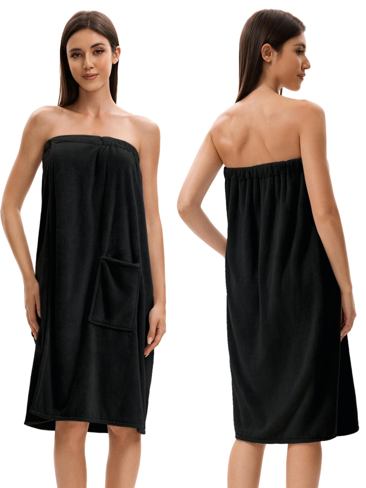 Towel Wrap For Women After Shower，Plush Bath Robe Female，Sauna Spa Wrap Around Towels With Pockets
