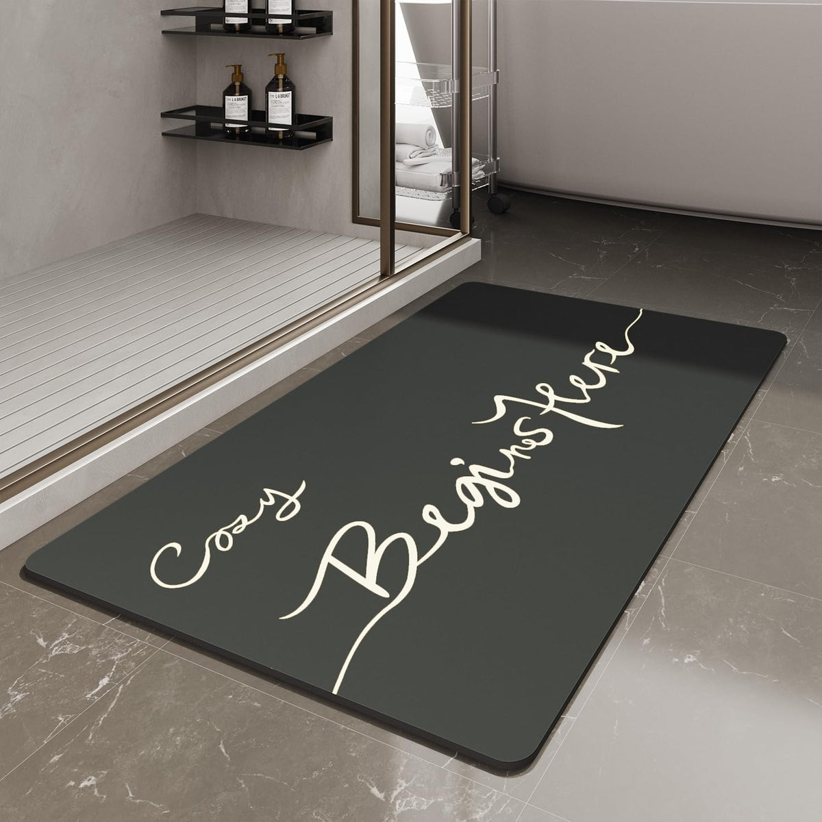 MontVoo-Bath Mat-Bathroom Mat Rug Non Slip Super Absorbent Stain Resistant Quick Dry Thin Bath Rug-Bath Mats for Bathroom Floor Bathtub Vanity-Bathmat Bath Rug Easy Care-17"x27" Grey