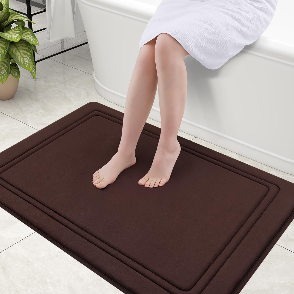 Grandaily Memory Foam Bath Mat Rug 30x20, Ultra Soft, Non-Slip and Absorbent Bathroom Rugs, Machine Wash Dry, Comfortable Bath Carpet for Bathroom Floor, Tub and Shower, Black
