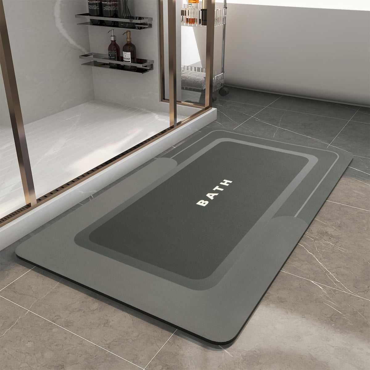 MontVoo-Bath Mat-Bathroom Mat Rug Non Slip Super Absorbent Stain Resistant Quick Dry Thin Bath Rug-Bath Mats for Bathroom Floor Bathtub Vanity-Bathmat Bath Rug Easy Care-17"x27" Grey