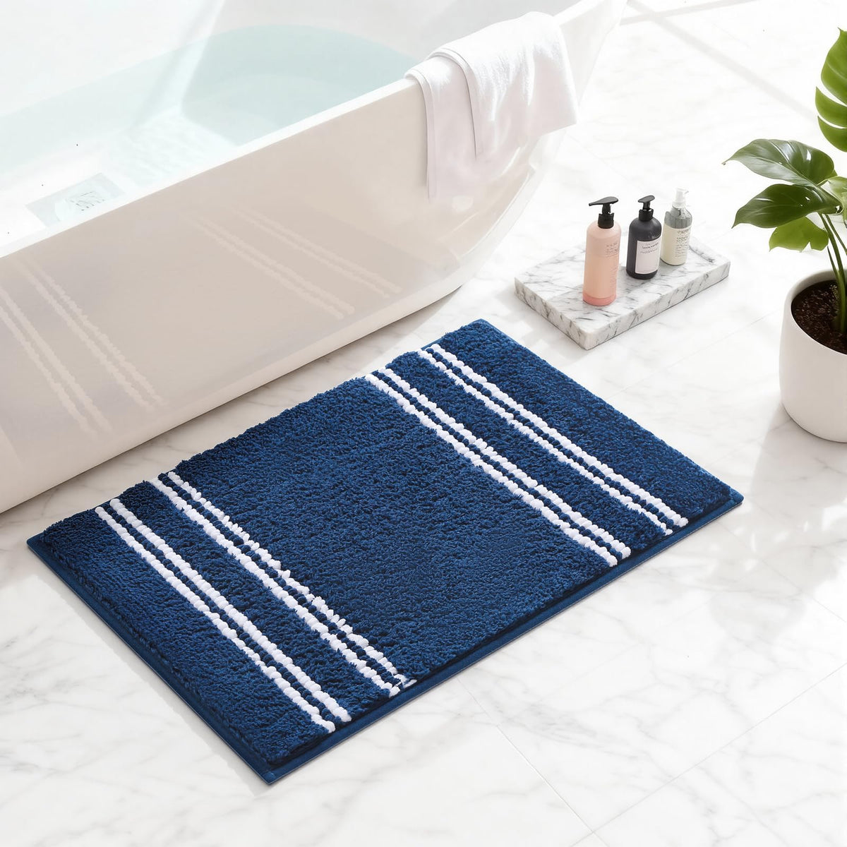 Kmson Ombre Bath Mat for Bathroom, Non Slip Ultra Soft and Thick Water Absorbent Bath Carpet, Machine Washable & Quick Dry Bathroom Rug, for Bedroom Door Living Room Green 17" x 24"