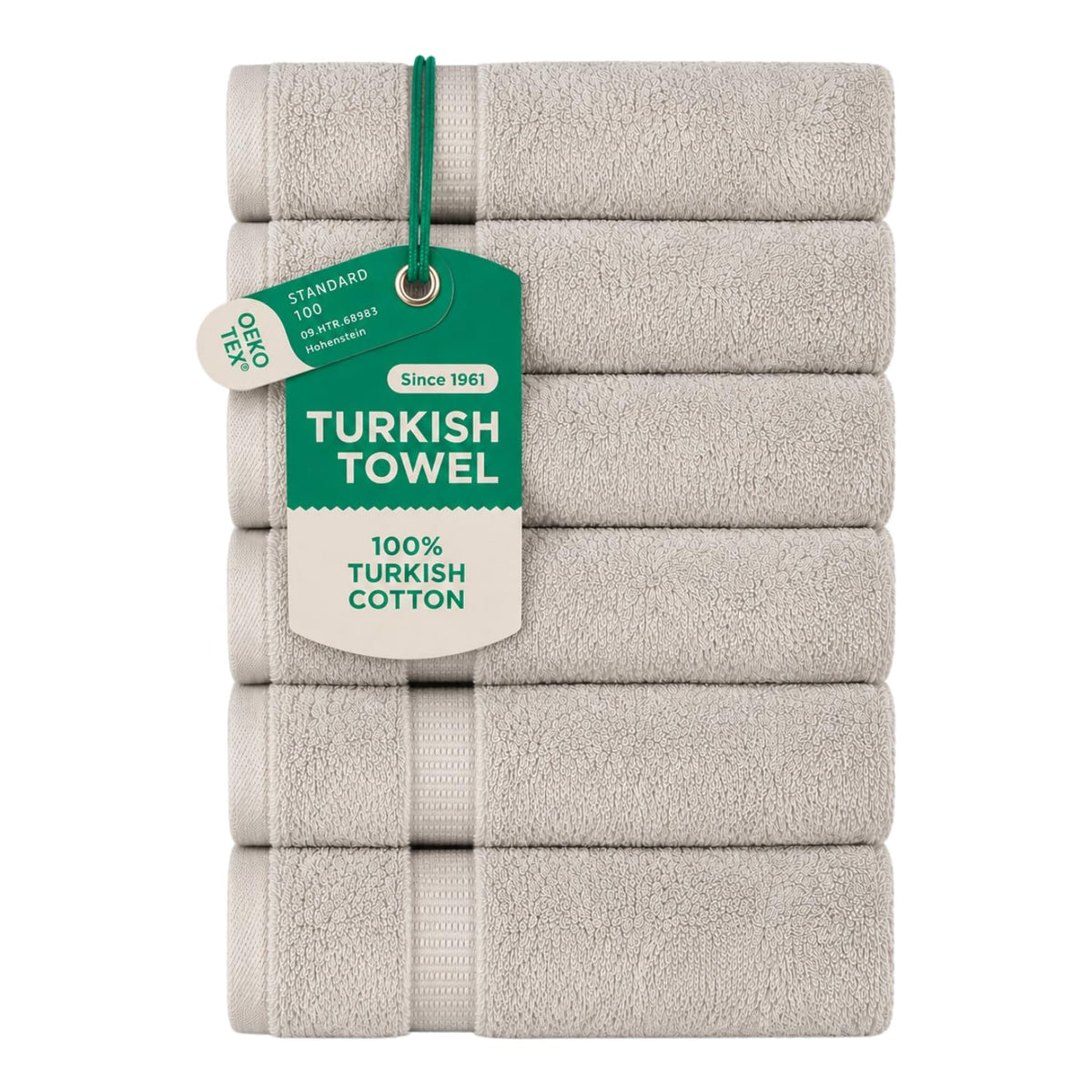 SALBAKOS 6-Piece 100% Turkish Cotton Hand Towels, 16x30 inch, White