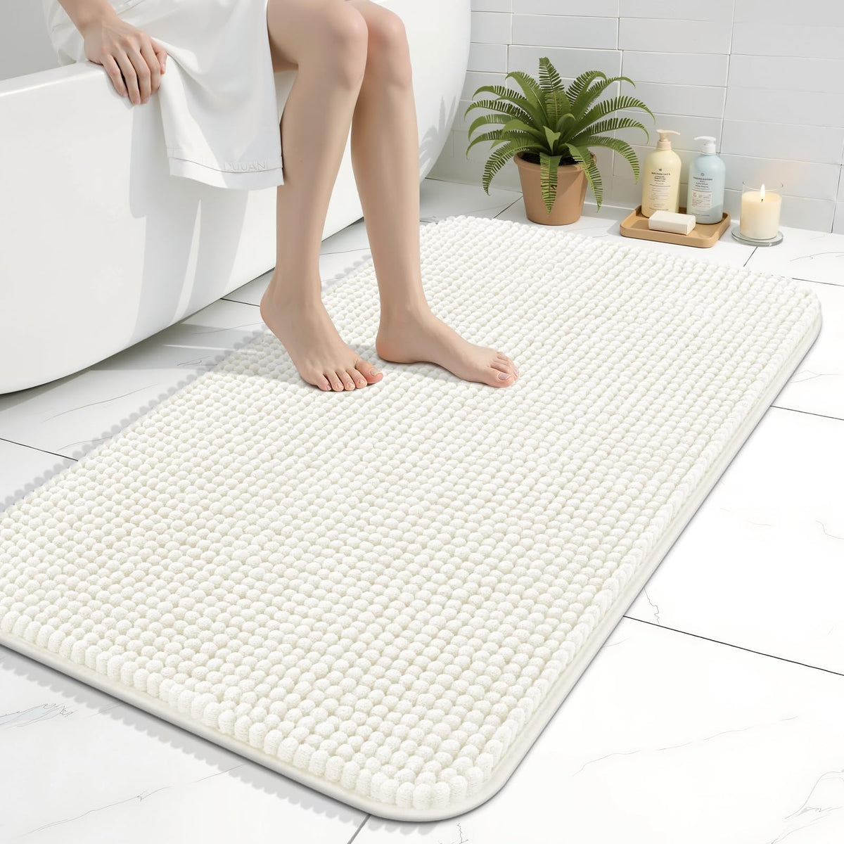Arotive Chenille Bathroom Rugs 30x20, Soft Absorbent Bath Mat, Grey