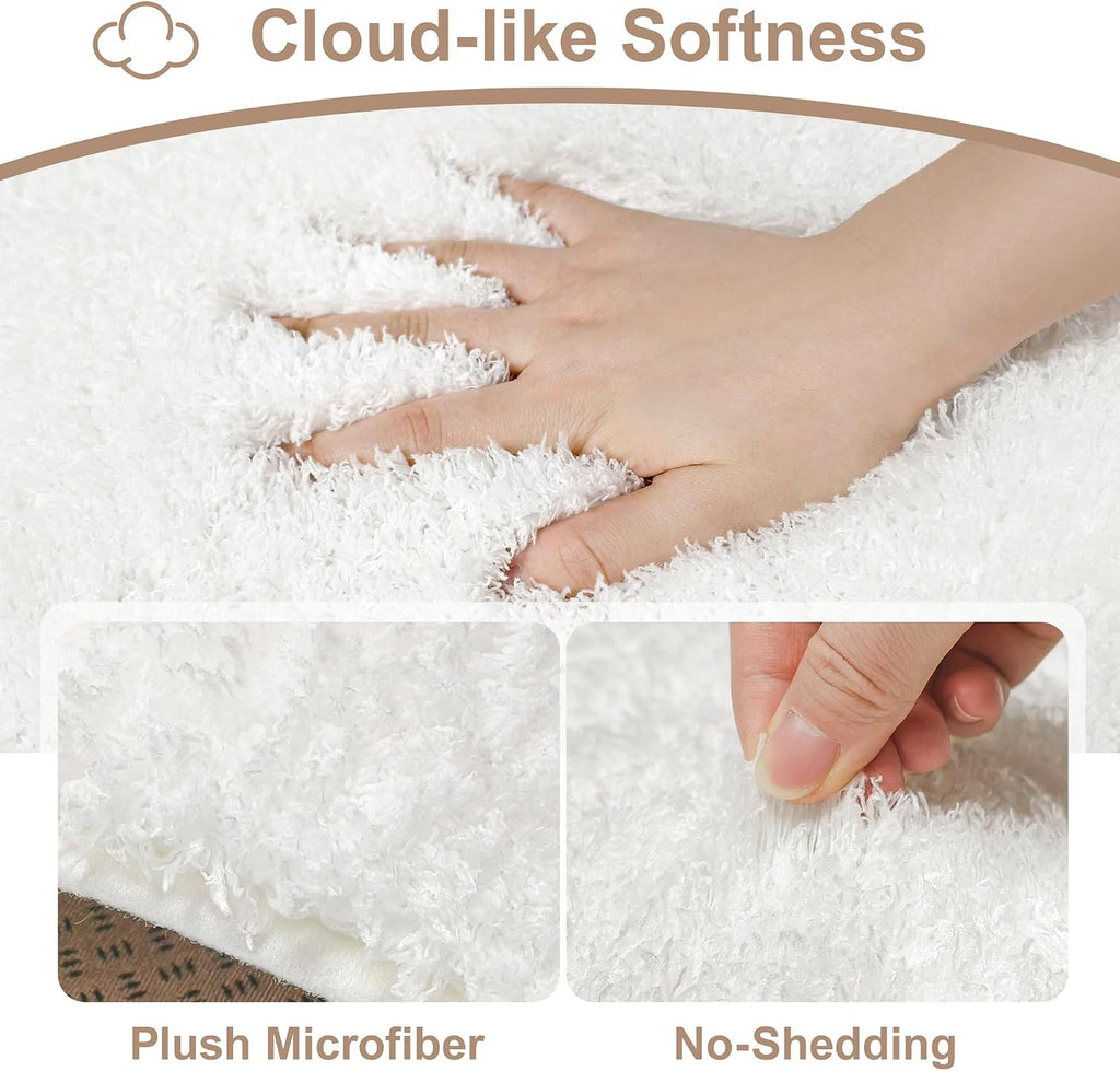 White Bathroom Rugs Non Slip 24"x16",Absorbent Bath Mat Quick Dry