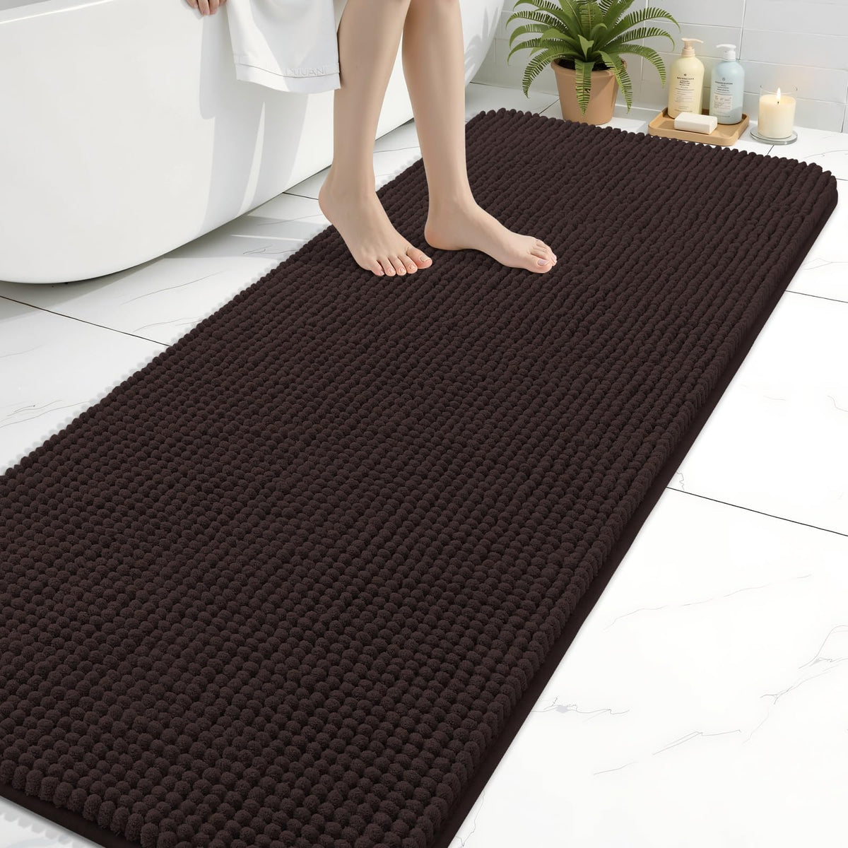 Arotive Chenille Bathroom Rugs 30x20, Soft Absorbent Bath Mat, Grey