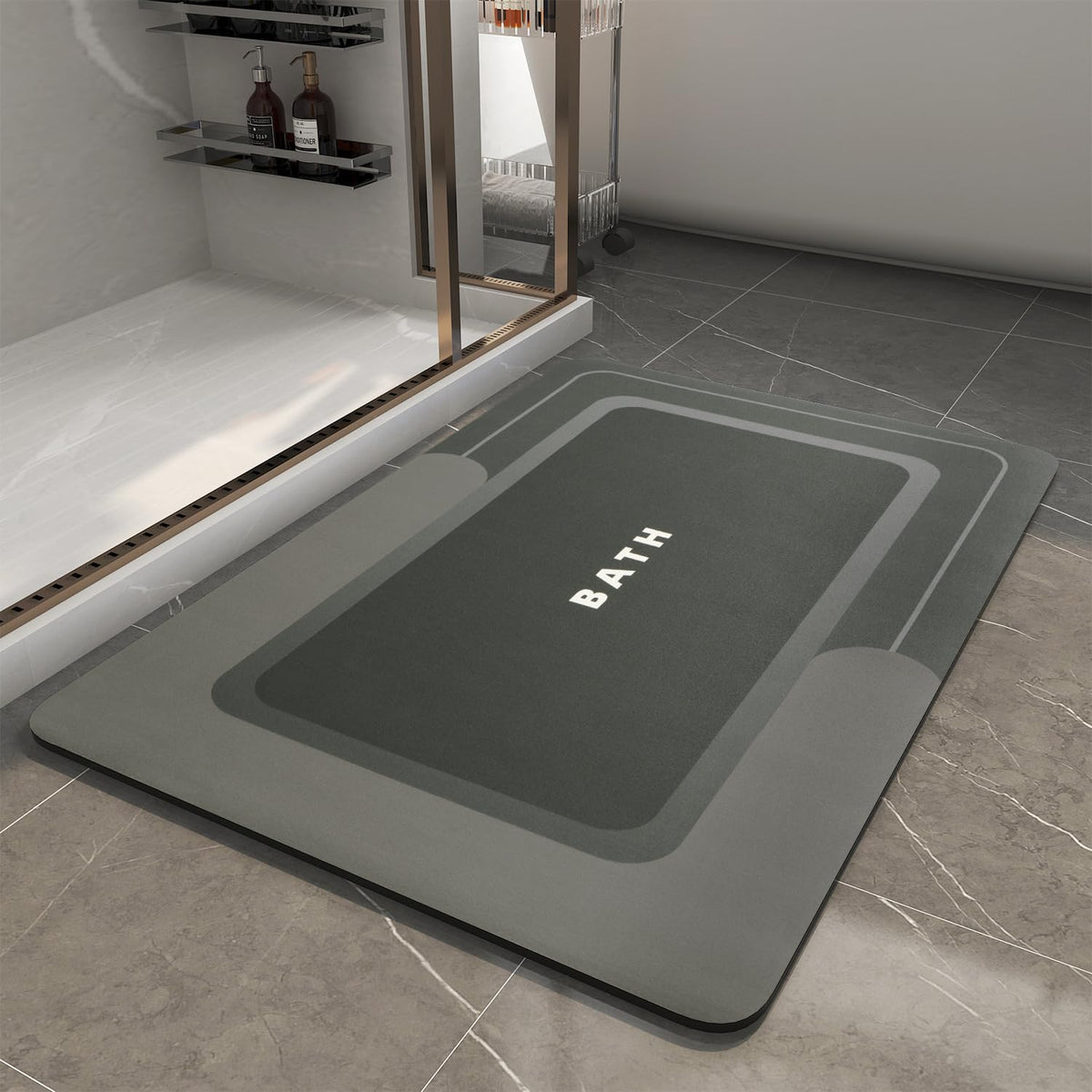 MontVoo-Bath Mat-Bathroom Mat Rug Non Slip Super Absorbent Stain Resistant Quick Dry Thin Bath Rug-Bath Mats for Bathroom Floor Bathtub Vanity-Bathmat Bath Rug Easy Care-17"x27" Grey