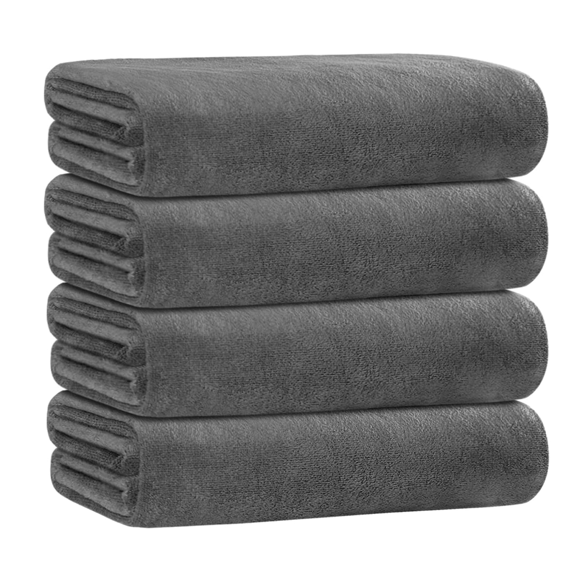JML Microfiber Bath Towel with Hanging Loop, 2 Pack, 30" x 60", Grey