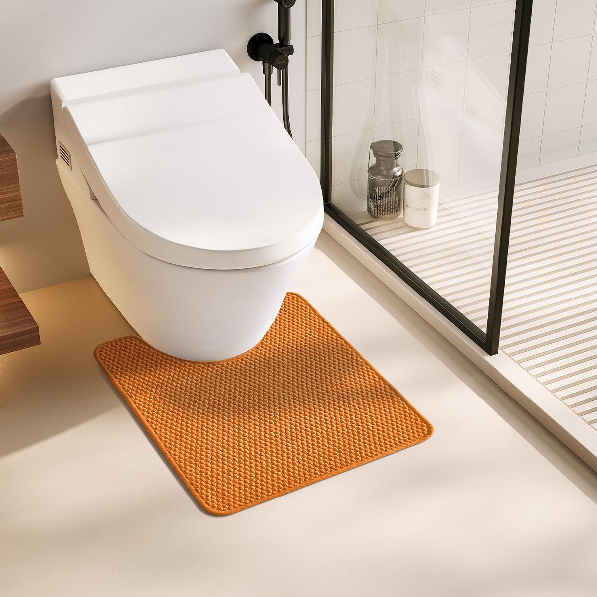 TYUU Bathroom Rugs Non Slip Washable, Super Absorbent Thin Bath Mat Small Quick Dry Low Pile Bathroom Rug, Dark Grey 16"x24"