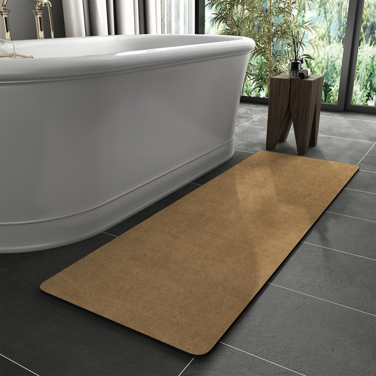 MontVoo -Bath Mat-Rubber Backing Non SlipThin Bathroom Rugs Fit Under Door- Quick Dry Absorbent Faux Suede Surface Grey Bathroom Floor Mats-Shower Rug for in Front of Bathtub Shower Gray 16x24