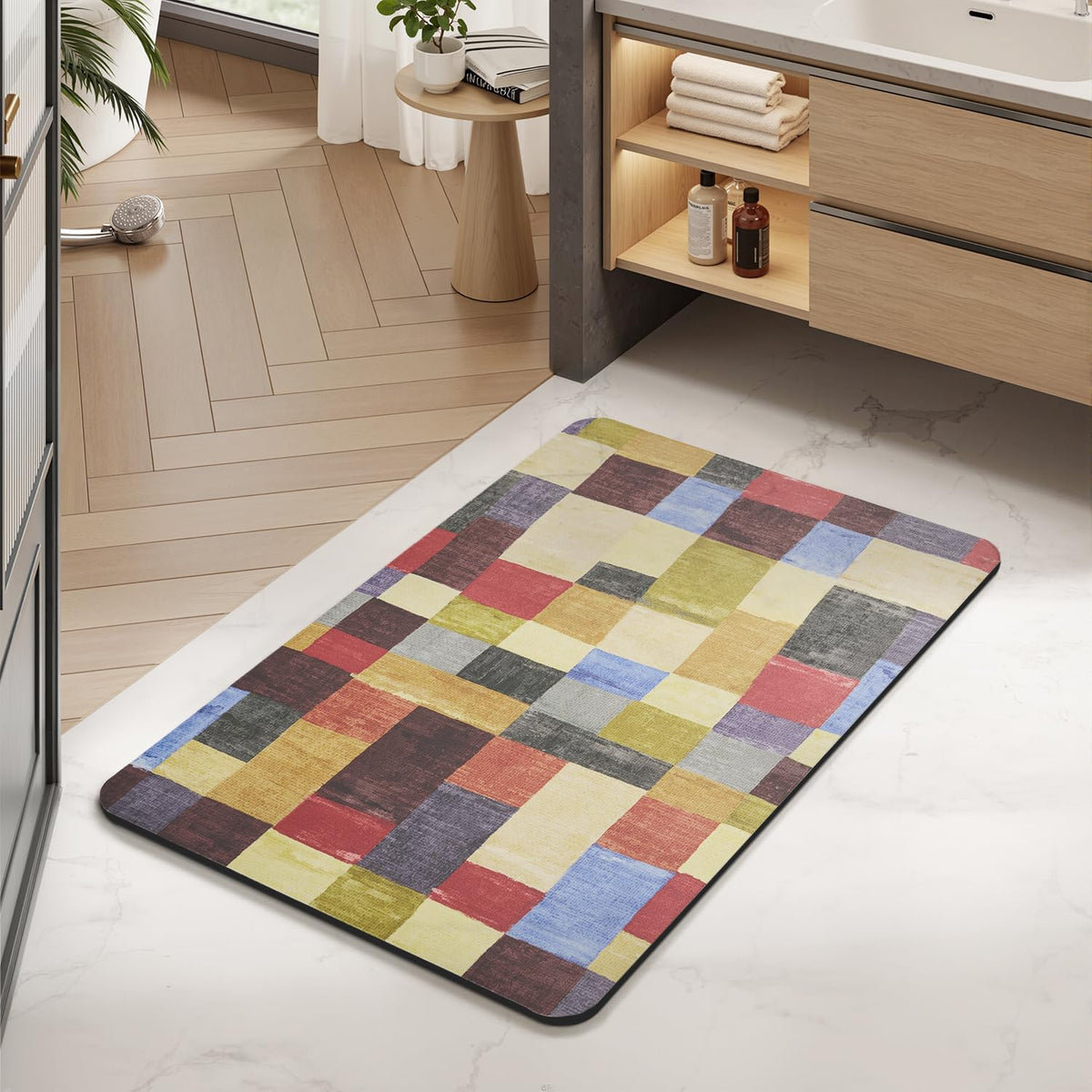 MontVoo -Bath Mat-Rubber Backing Non SlipThin Bathroom Rugs Fit Under Door- Quick Dry Absorbent Faux Suede Surface Grey Bathroom Floor Mats-Shower Rug for in Front of Bathtub Shower Gray 16x24