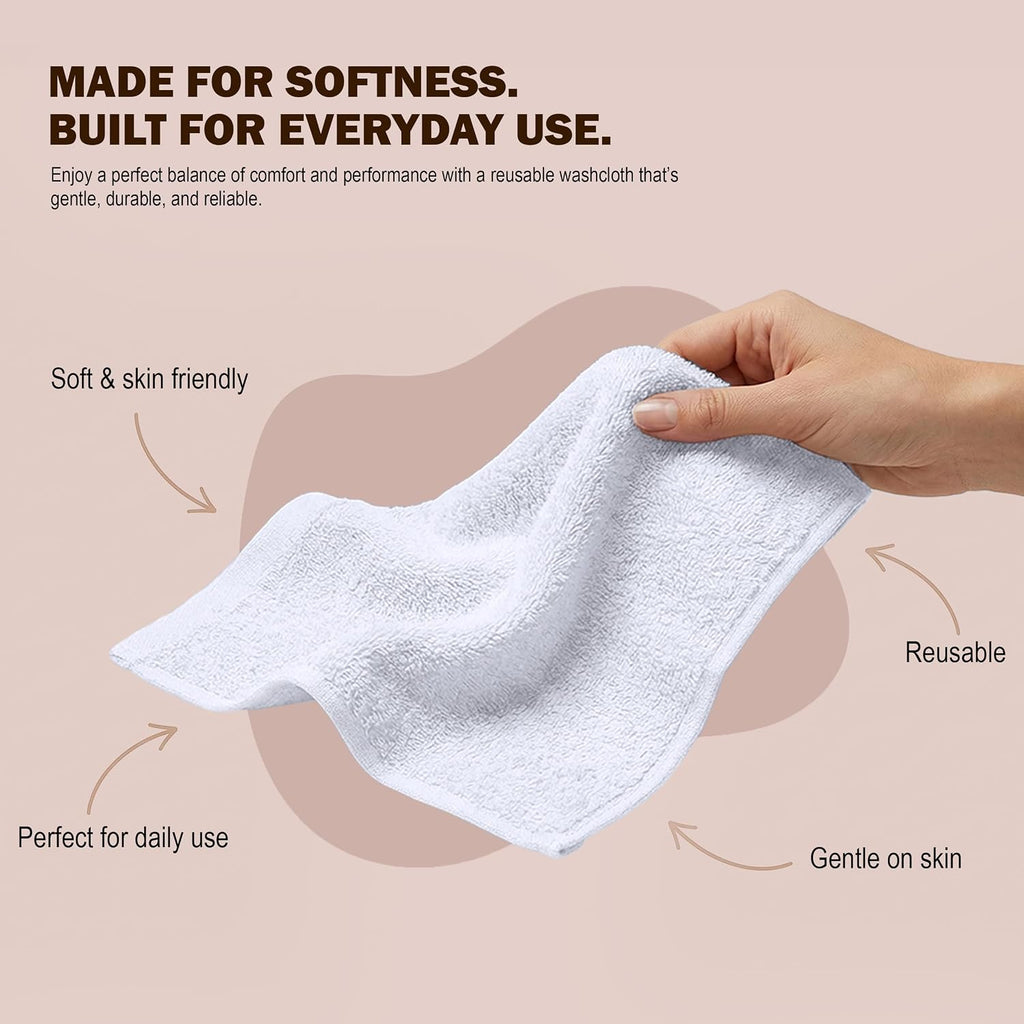 Utopia Towels 24 Pack Cotton Washcloths Set, 100% Ring Spun Cotton, Premium Quality Flannel Face Cloths, Highly Absorbent and Soft Feel Fingertip Towels, White