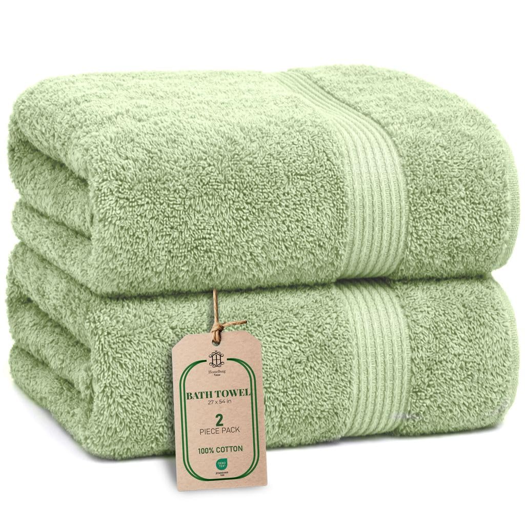 Luxe 2-Piece Bath Towel Set – Large Soft Cotton Towels, Absorbent, Durable & Skin-Friendly, Machine Washable, 27 x 54 in (Ice Blue)