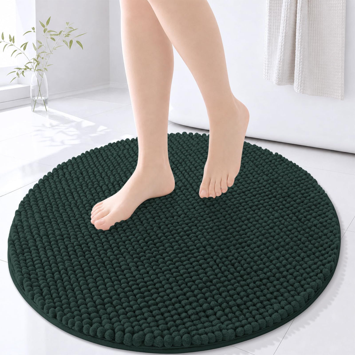 Arotive Chenille Bathroom Rugs 30x20, Soft Absorbent Bath Mat, Grey